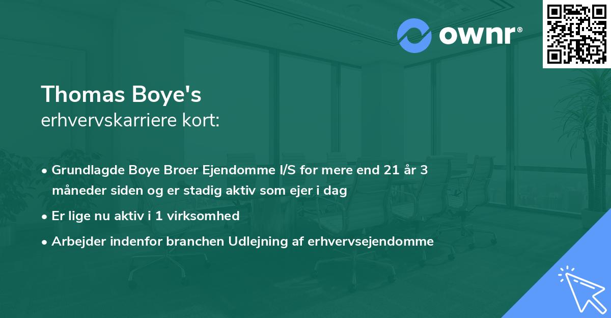 Thomas Boye's erhvervskarriere kort