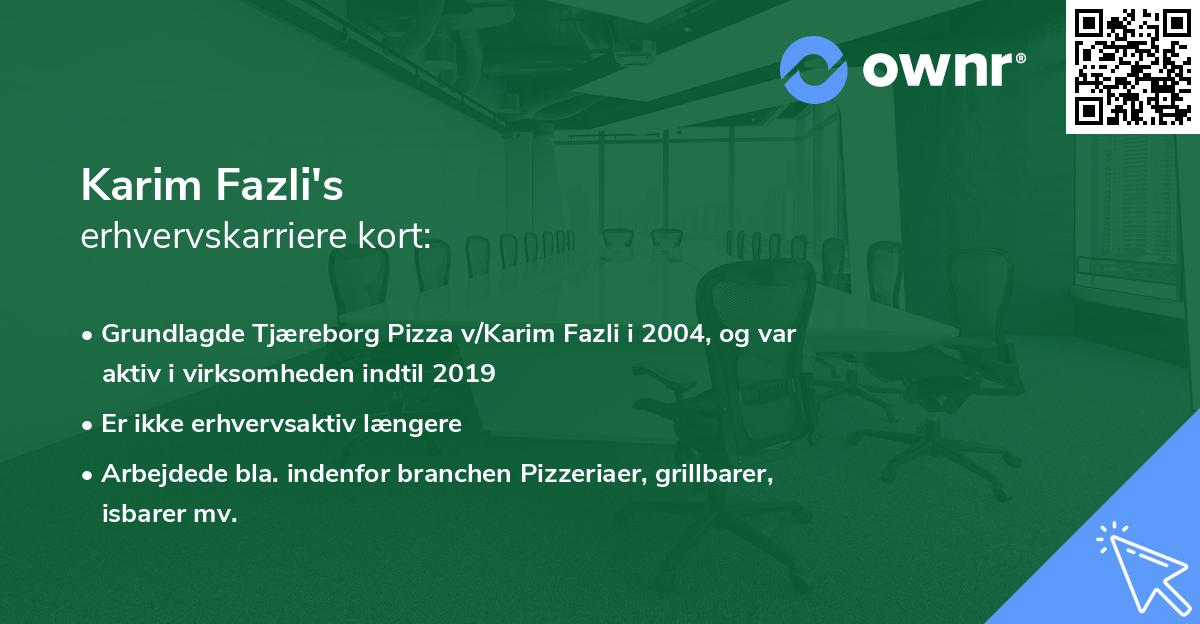Karim Fazli's erhvervskarriere kort