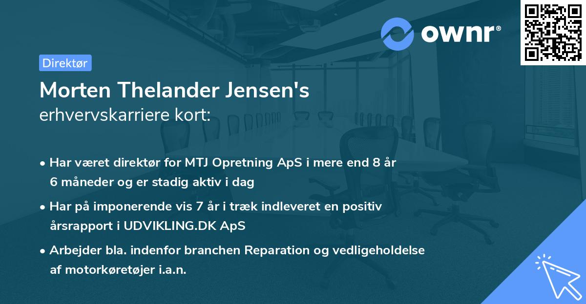 Morten Thelander Jensen's erhvervskarriere kort