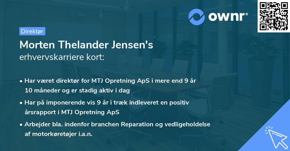 Morten Thelander Jensen's erhvervskarriere kort