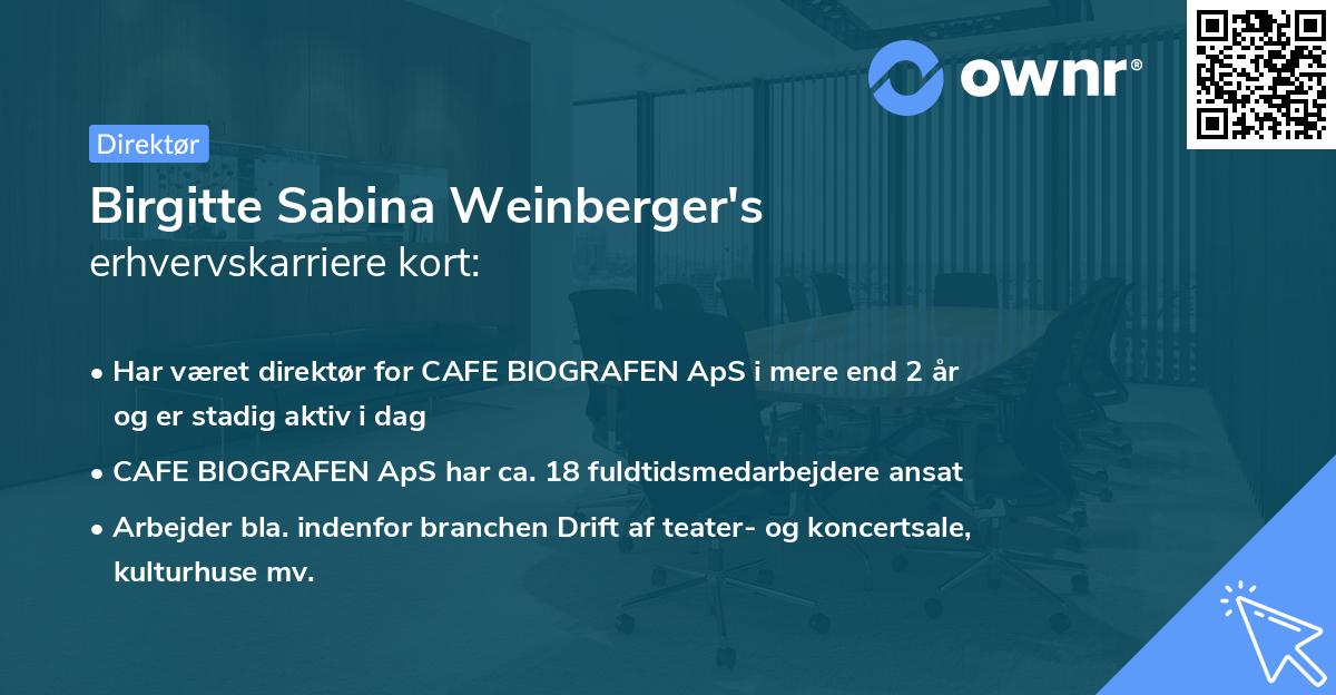 Birgitte Sabina Weinberger's erhvervskarriere kort
