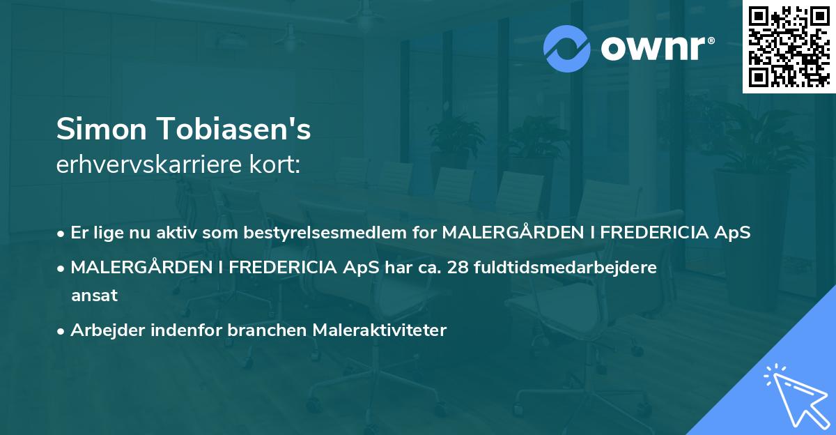 Simon Tobiasen's erhvervskarriere kort