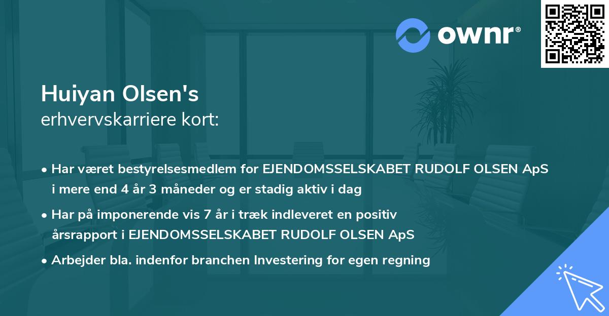 Huiyan Olsen's erhvervskarriere kort