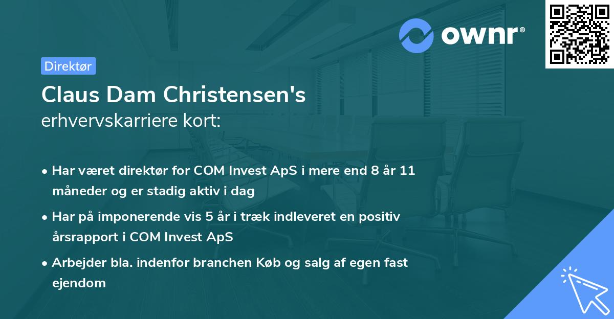 Claus Dam Christensen's erhvervskarriere kort