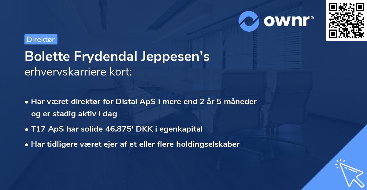 Bolette Frydendal Jeppesen's erhvervskarriere kort