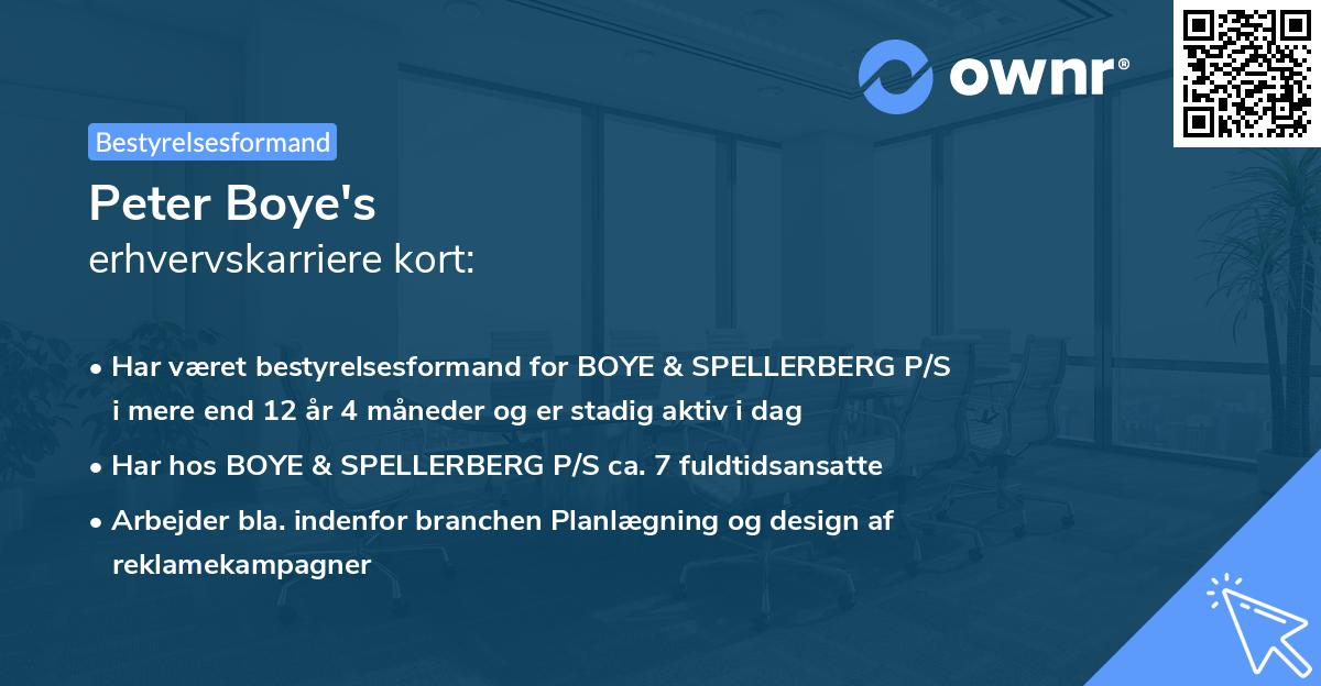 Peter Boye's erhvervskarriere kort