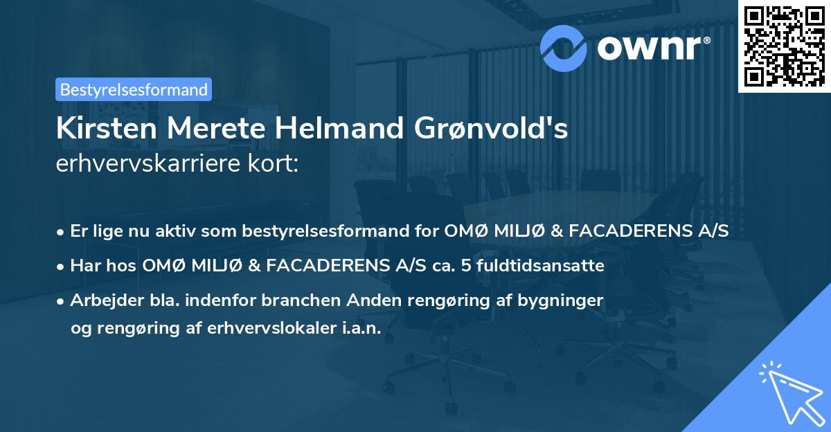 Kirsten Merete Helmand Grønvold's erhvervskarriere kort