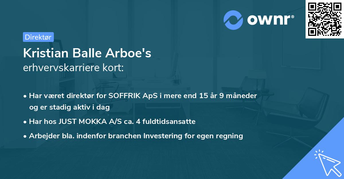 Kristian Balle Arboe's erhvervskarriere kort