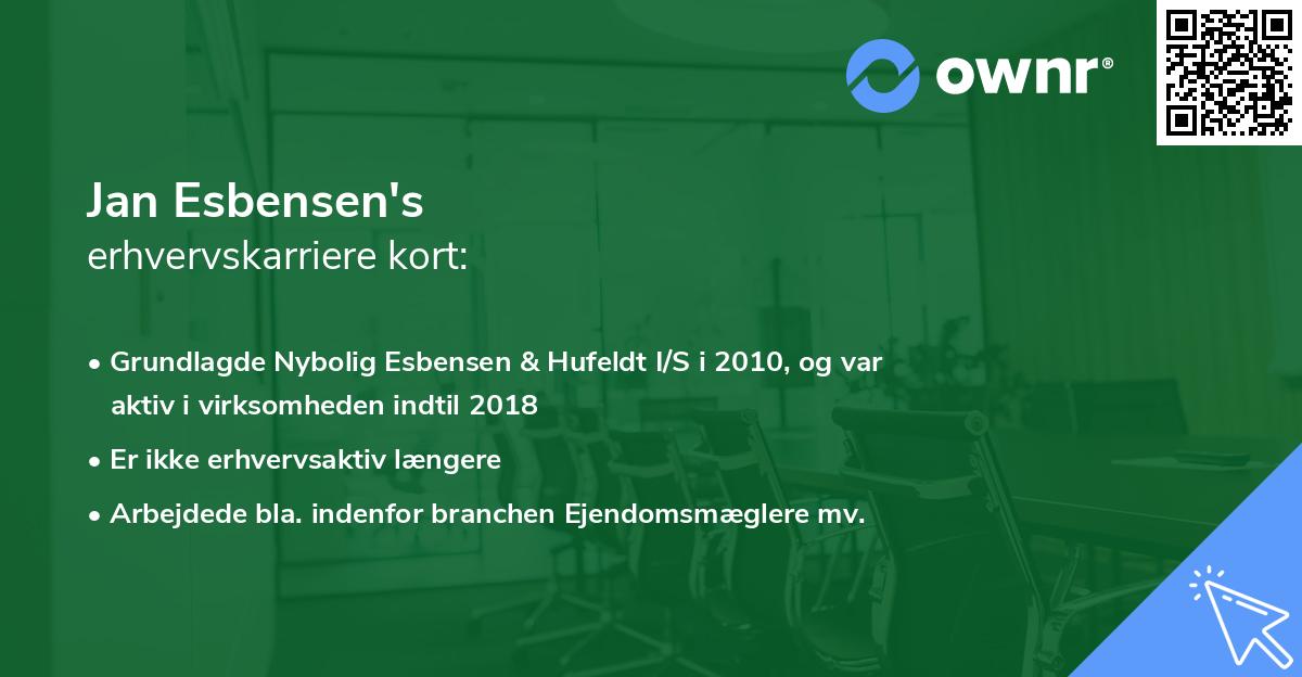 Jan Esbensen's erhvervskarriere kort