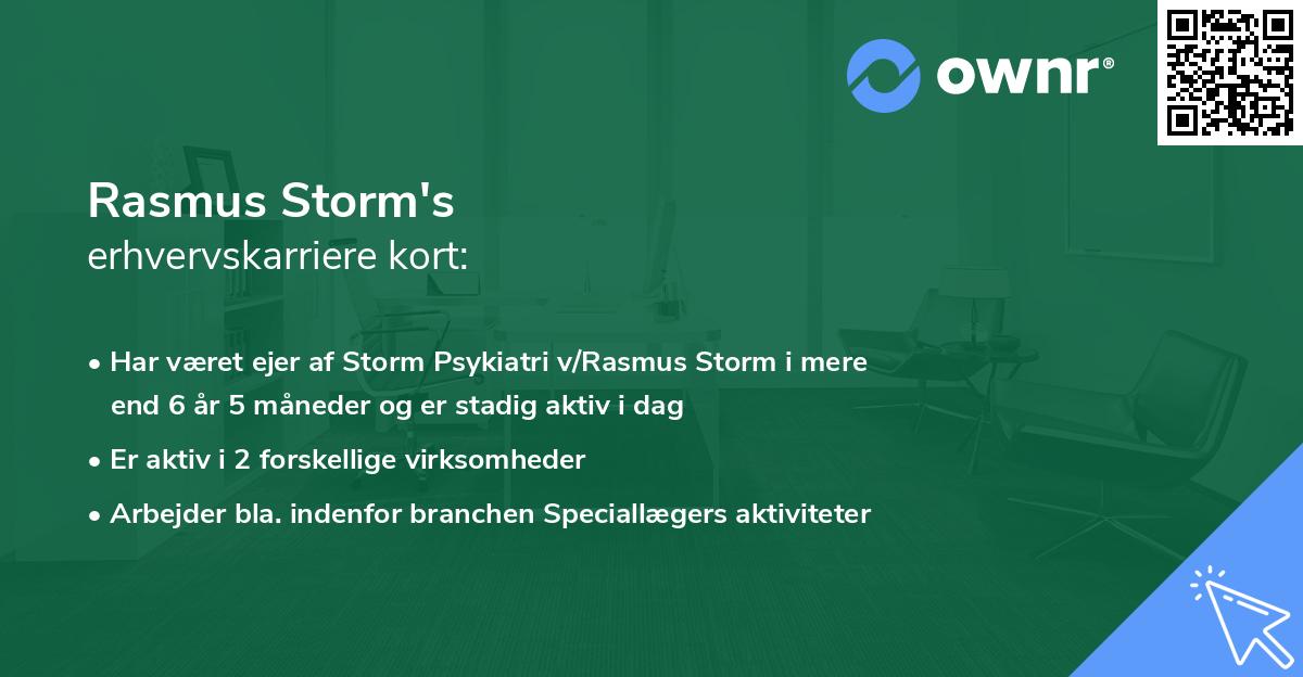 Rasmus Storm's erhvervskarriere kort