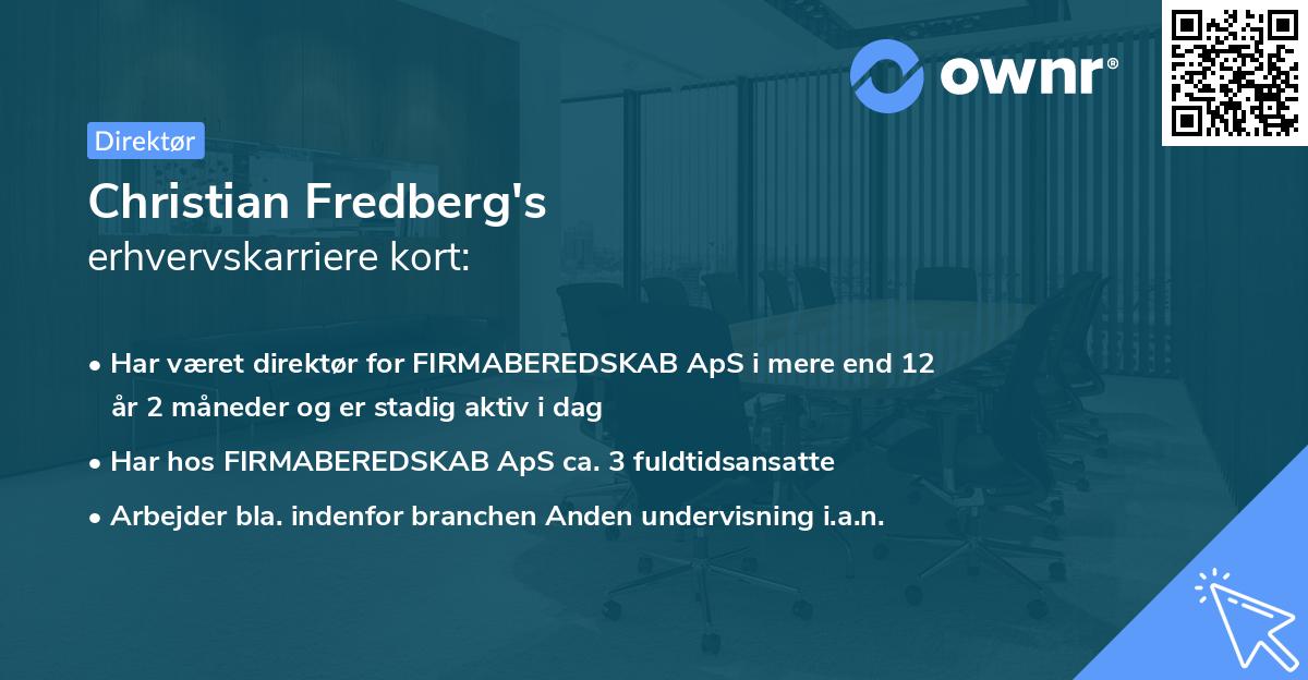 Christian Fredberg's erhvervskarriere kort