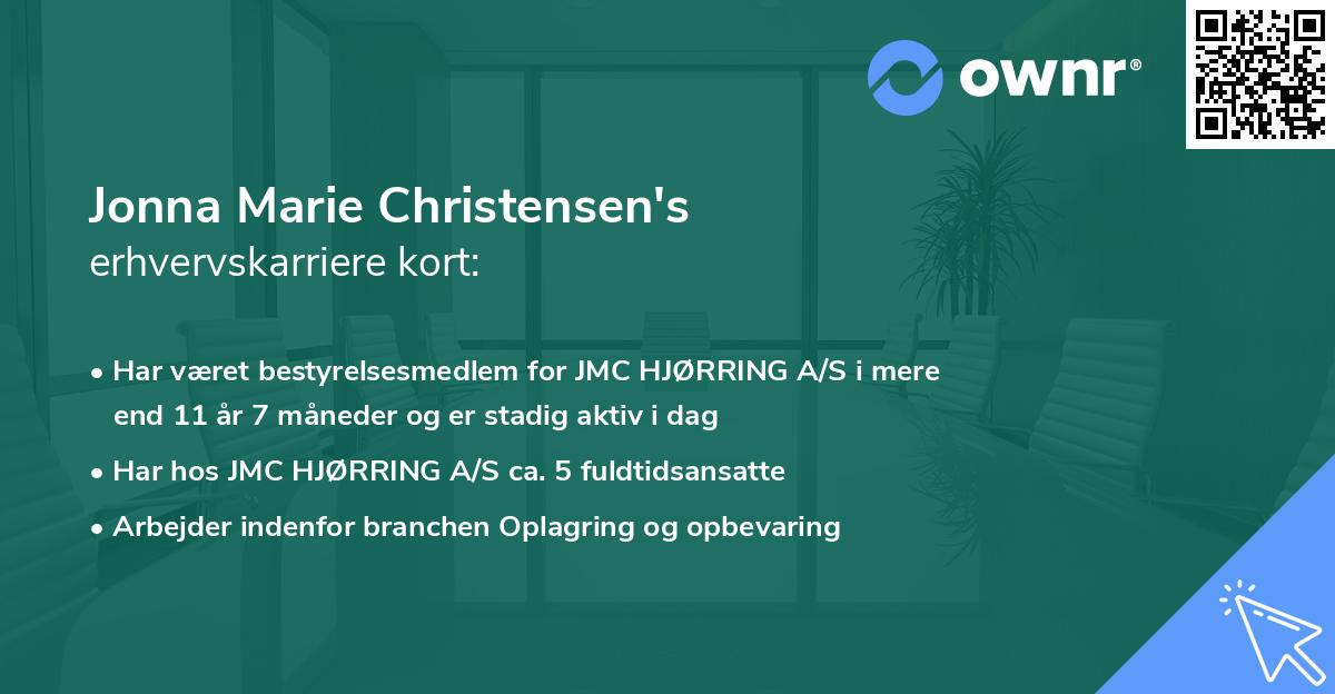 Jonna Marie Christensen's erhvervskarriere kort