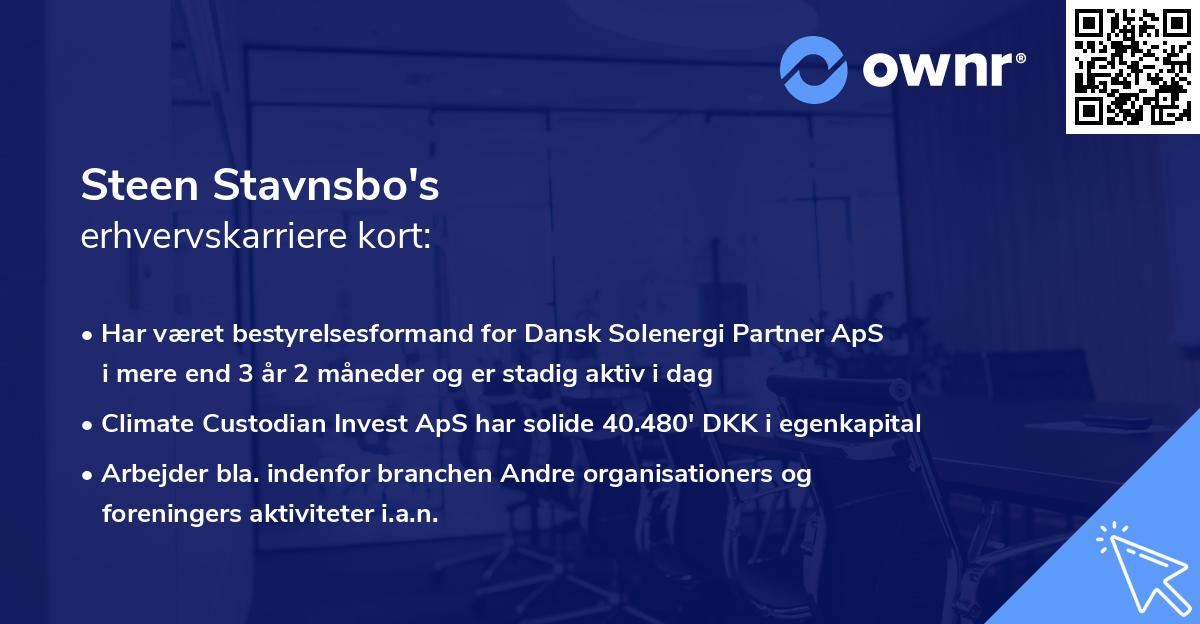 Steen Stavnsbo's erhvervskarriere kort