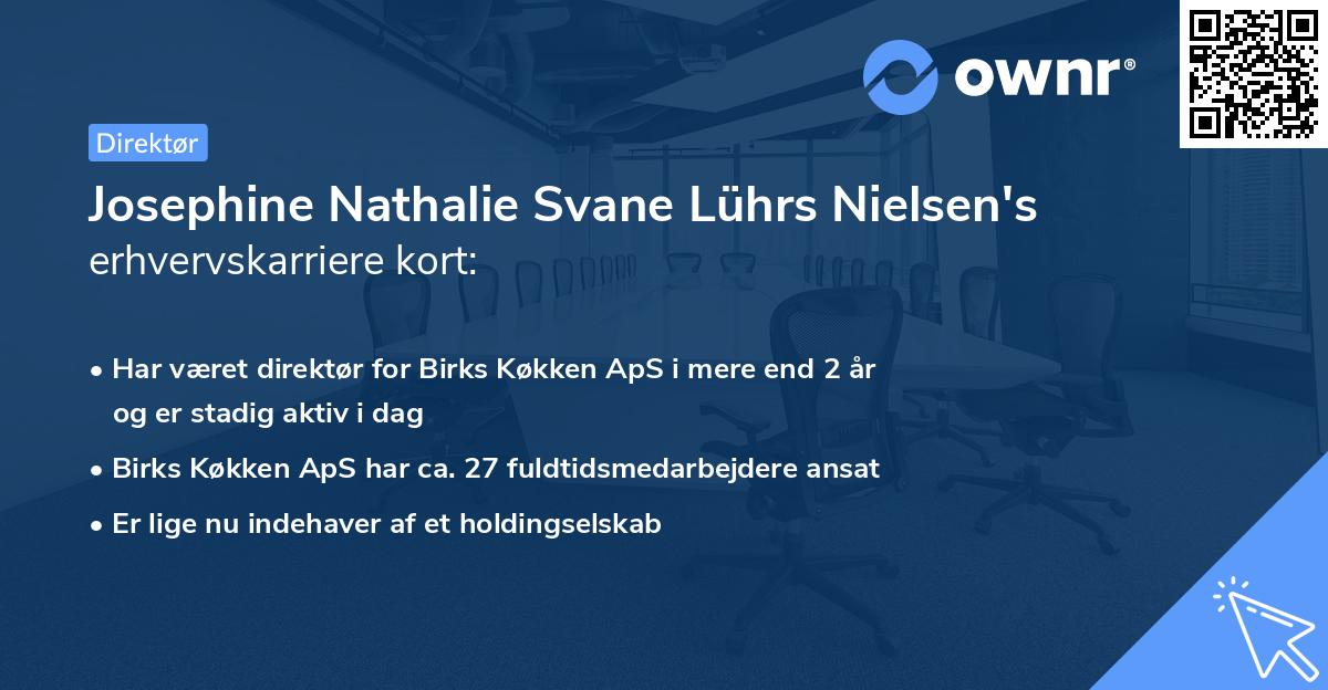 Josephine Nathalie Svane Lührs Nielsen's erhvervskarriere kort