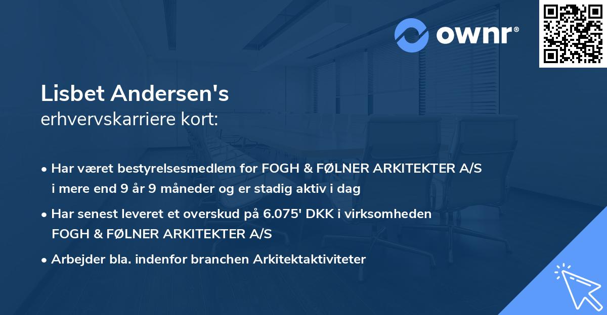 Lisbet Andersen's erhvervskarriere kort