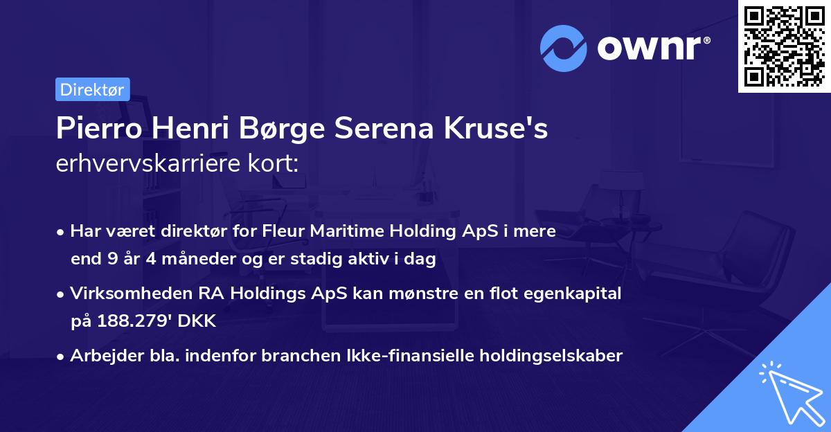Pierro Henri Børge Serena Kruse's erhvervskarriere kort