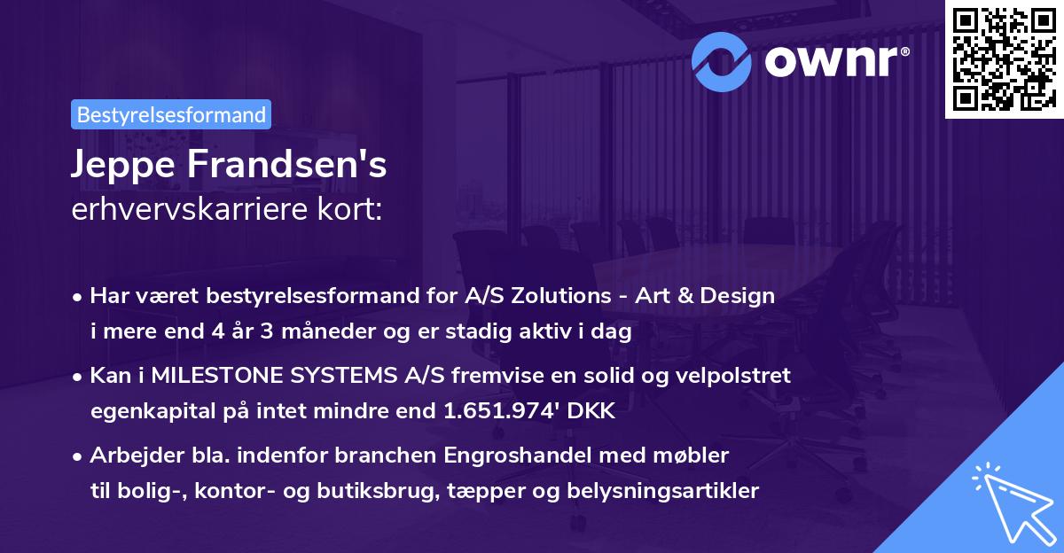 Jeppe Frandsen's erhvervskarriere kort