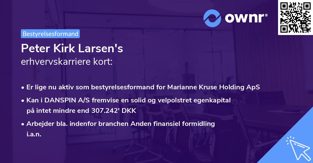 Peter Kirk Larsen's erhvervskarriere kort