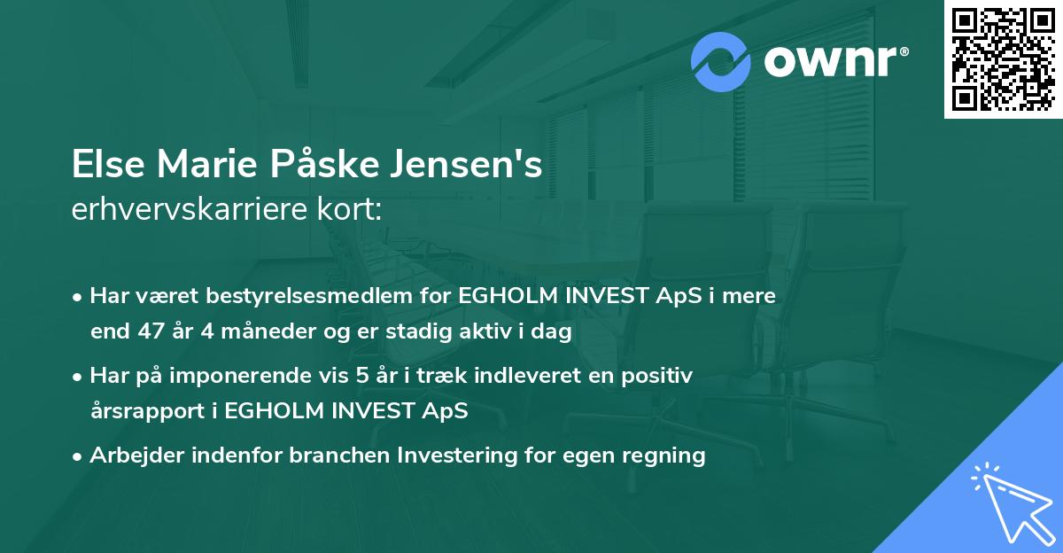 Else Marie Påske Jensen's erhvervskarriere kort