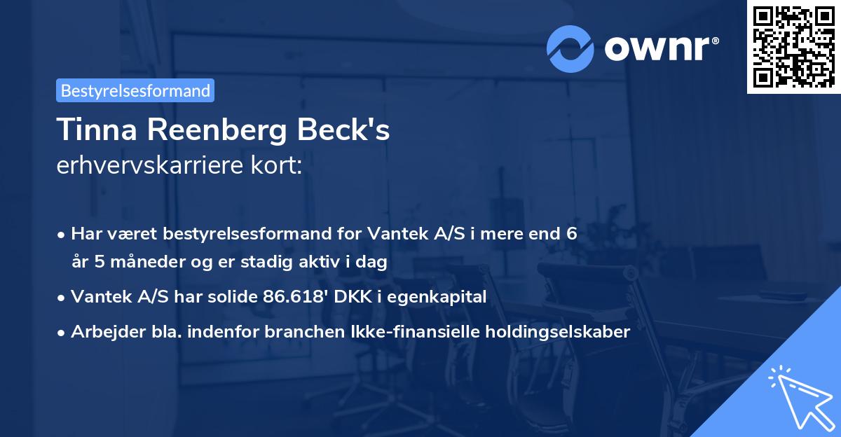 Tinna Reenberg Beck's erhvervskarriere kort