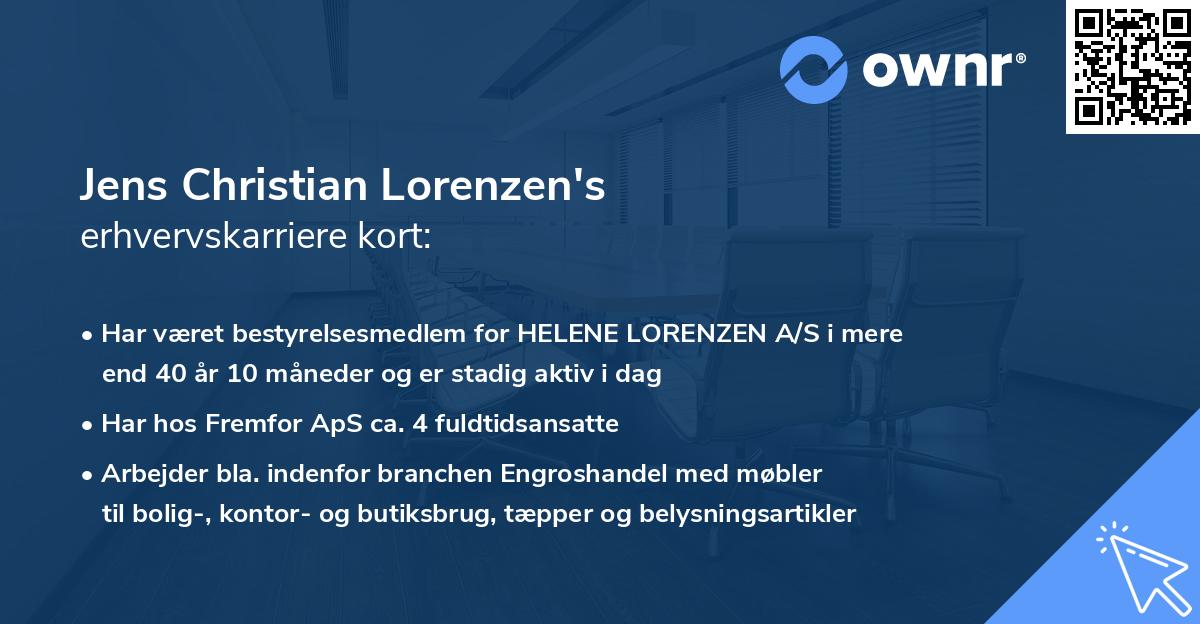 Jens Christian Lorenzen's erhvervskarriere kort