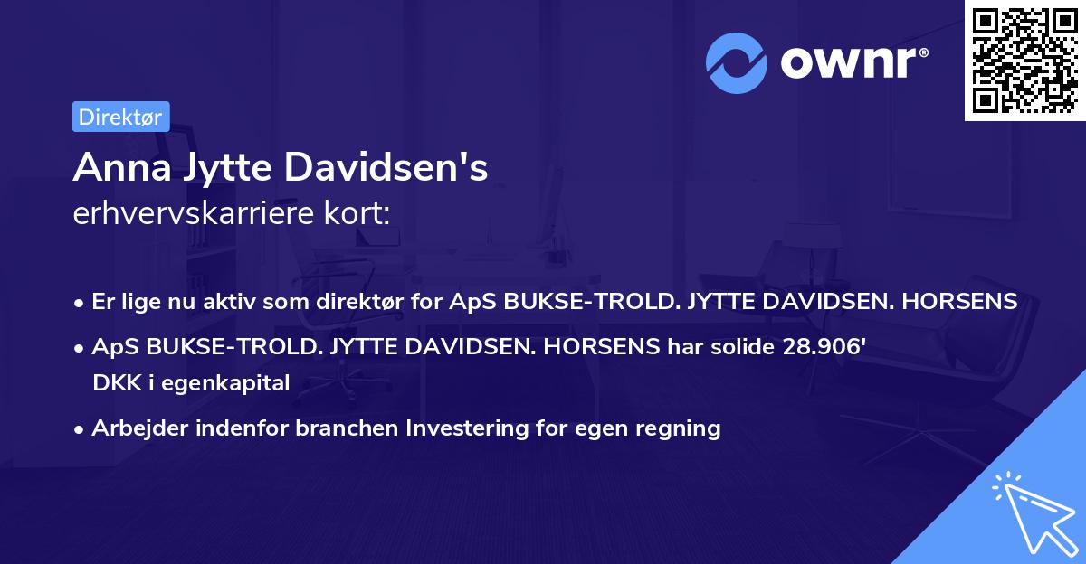 Anna Jytte Davidsen's erhvervskarriere kort