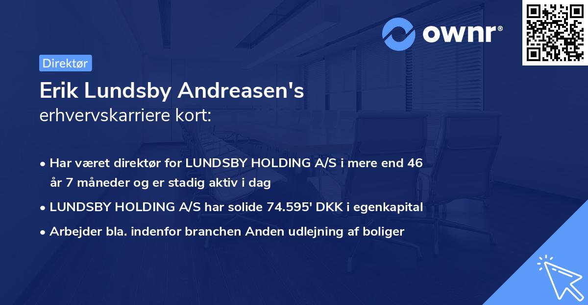 Erik Lundsby Andreasen's erhvervskarriere kort