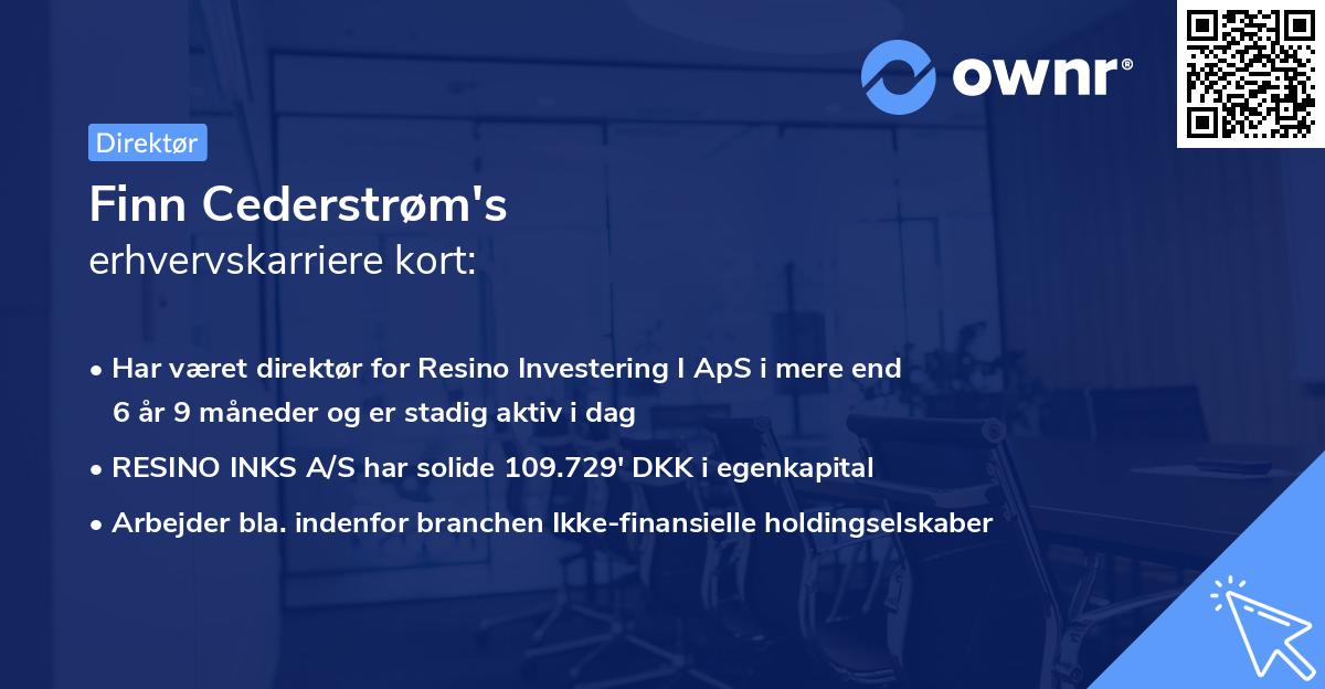 Finn Cederstrøm's erhvervskarriere kort