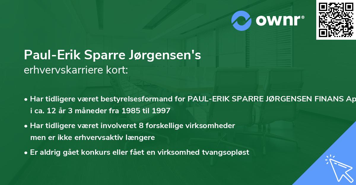 Paul-Erik Sparre Jørgensen's erhvervskarriere kort