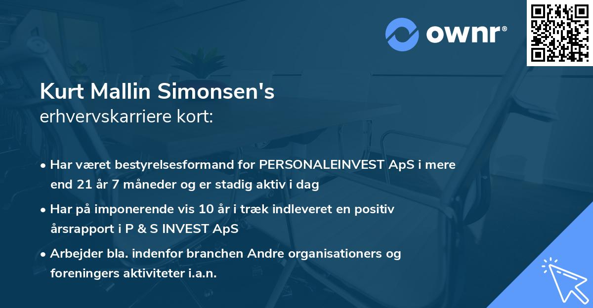 Kurt Mallin Simonsen's erhvervskarriere kort