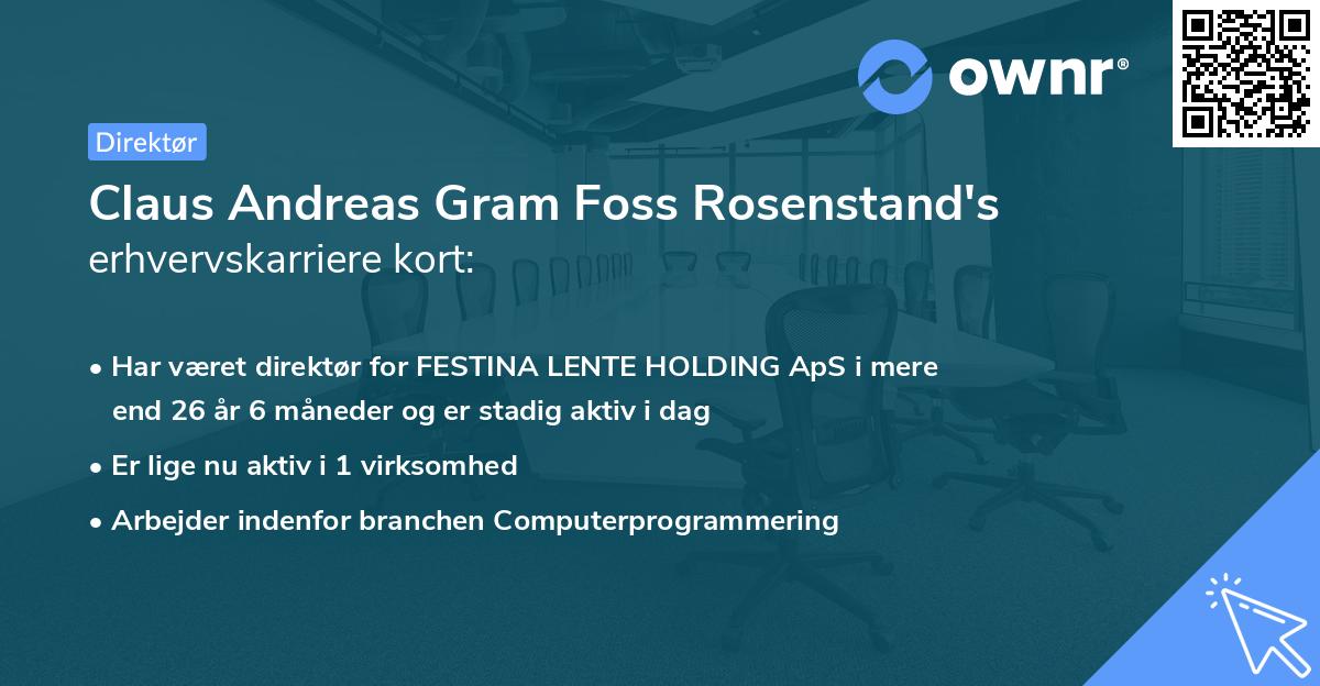 Claus Andreas Gram Foss Rosenstand's erhvervskarriere kort