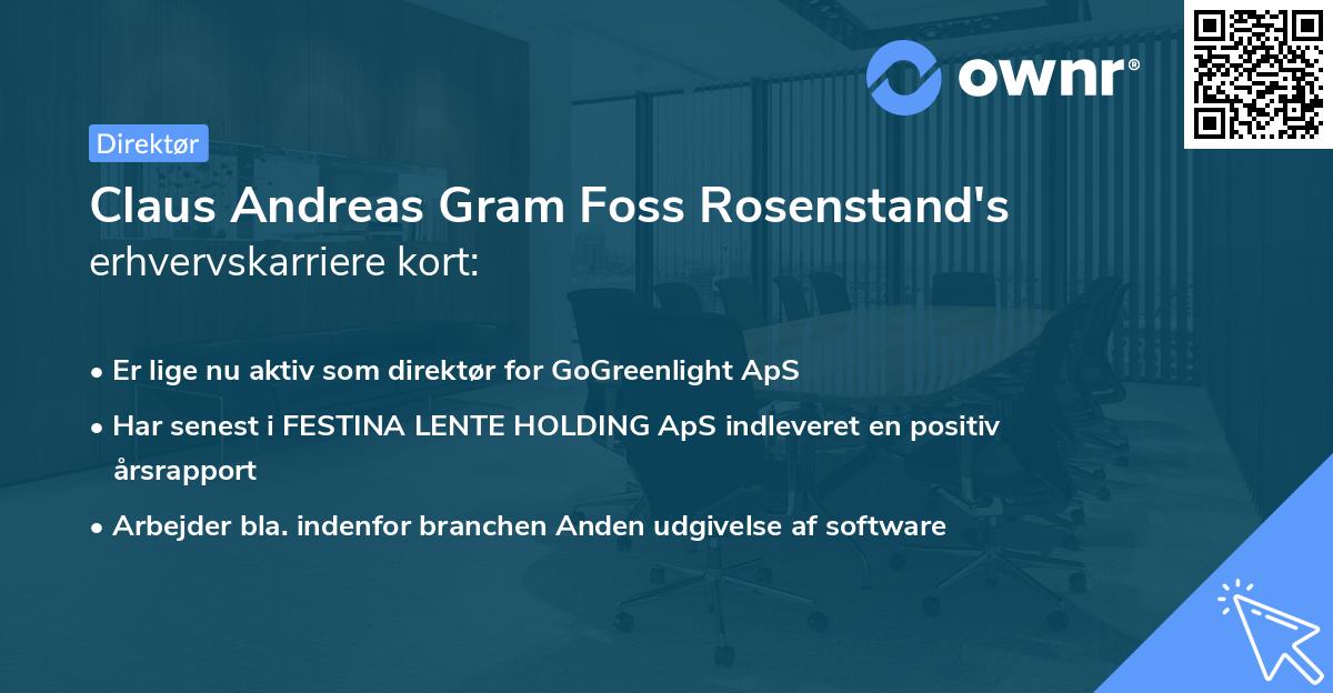 Claus Andreas Gram Foss Rosenstand's erhvervskarriere kort