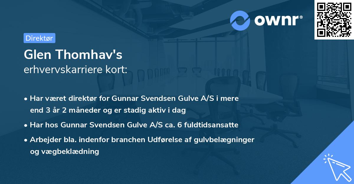 Glen Thomhav's erhvervskarriere kort