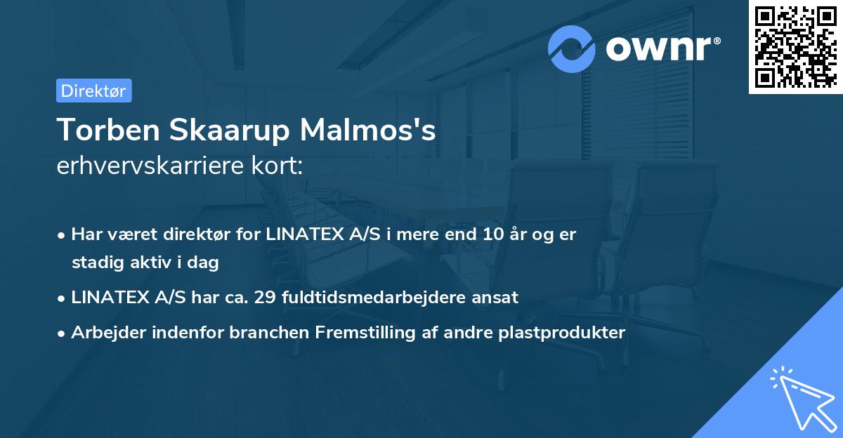 Torben Skaarup Malmos's erhvervskarriere kort