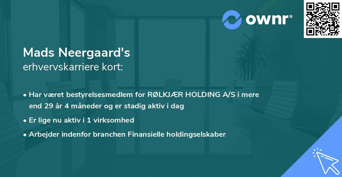 Mads Neergaard's erhvervskarriere kort
