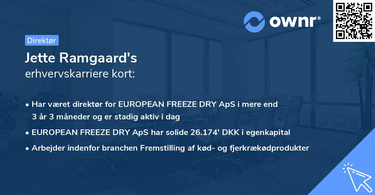 Jette Ramgaard's erhvervskarriere kort