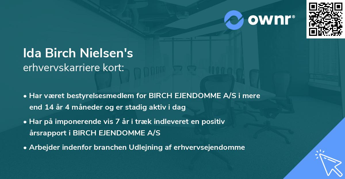 Ida Birch Nielsen's erhvervskarriere kort