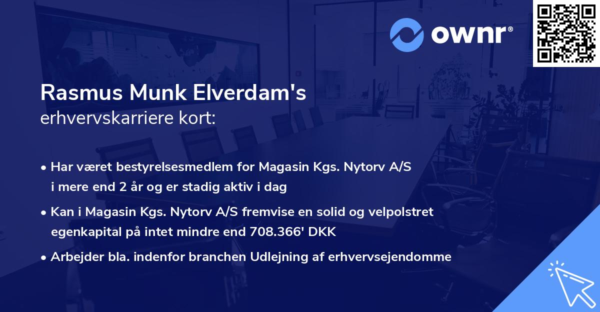 Rasmus Munk Elverdam's erhvervskarriere kort