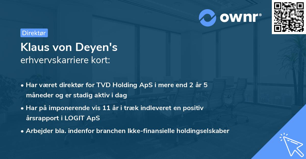 Klaus von Deyen's erhvervskarriere kort