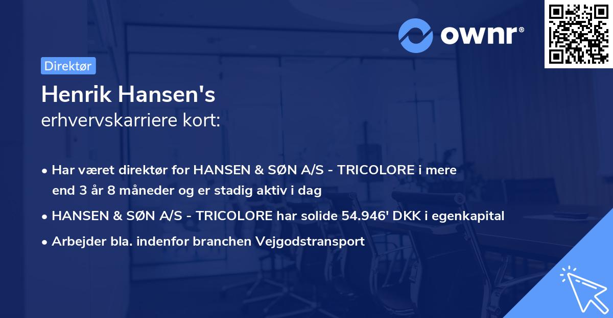 Henrik Hansen's erhvervskarriere kort