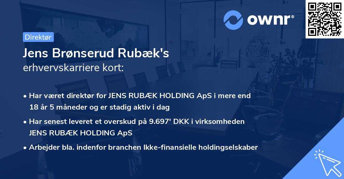 Jens Brønserud Rubæk's erhvervskarriere kort