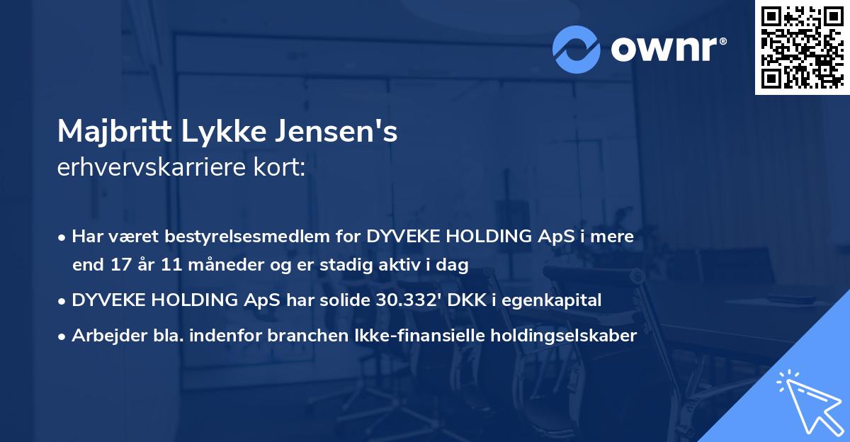 Majbritt Lykke Jensen's erhvervskarriere kort