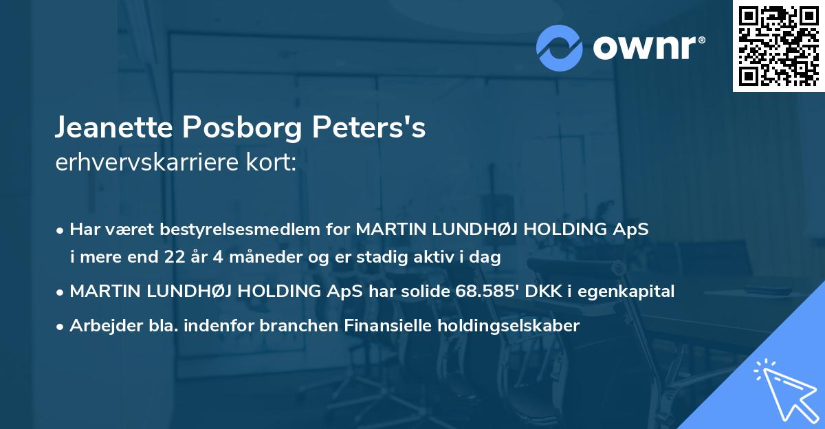 Jeanette Posborg Peters's erhvervskarriere kort