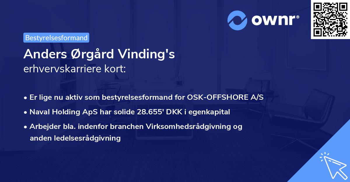 Anders Ørgård Vinding's erhvervskarriere kort