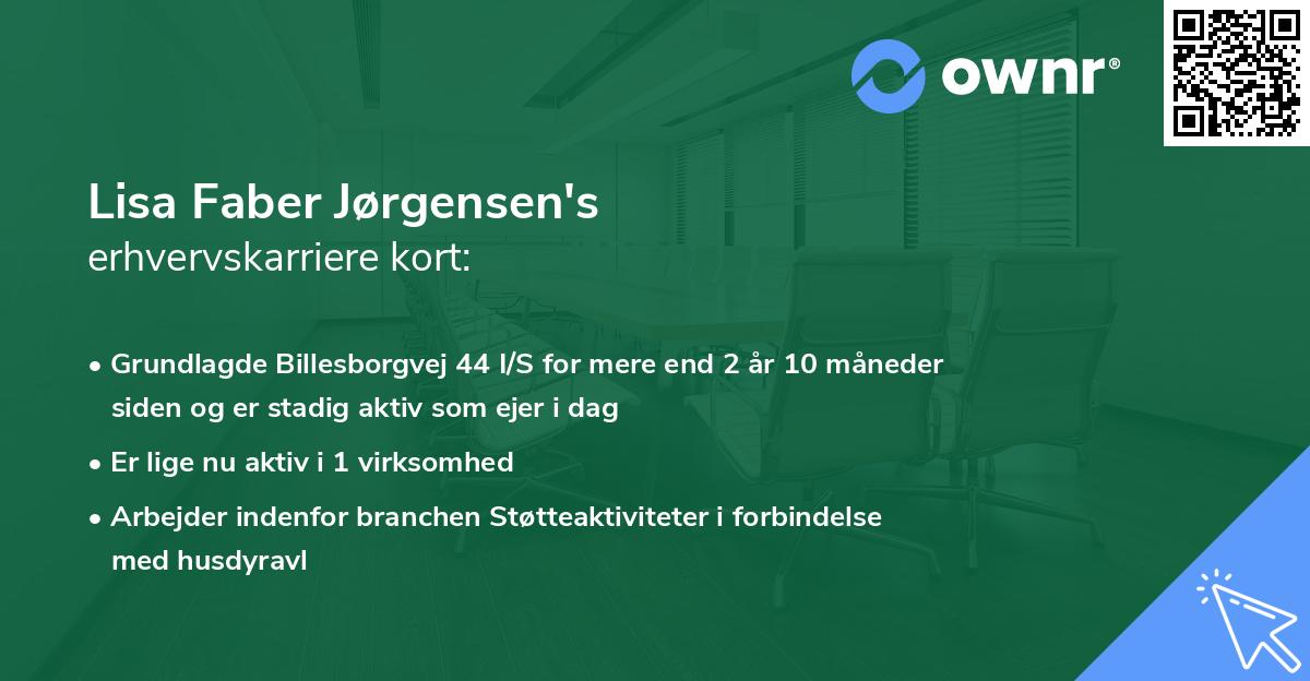 Lisa Faber Jørgensen's erhvervskarriere kort