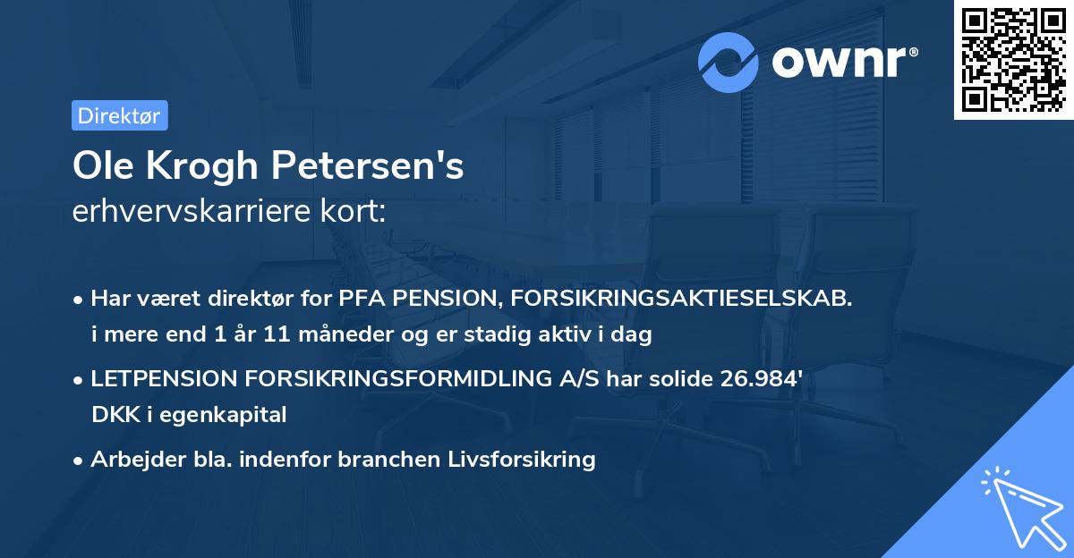 Ole Krogh Petersen's erhvervskarriere kort