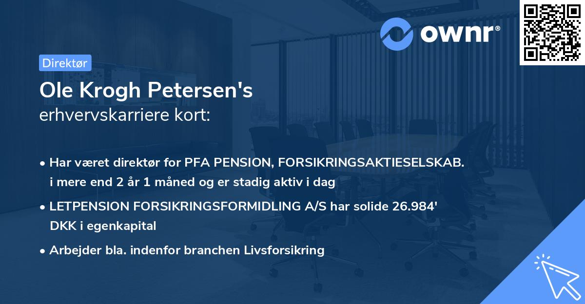 Ole Krogh Petersen's erhvervskarriere kort