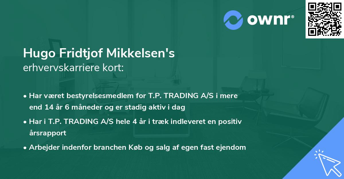Hugo Fridtjof Mikkelsen's erhvervskarriere kort