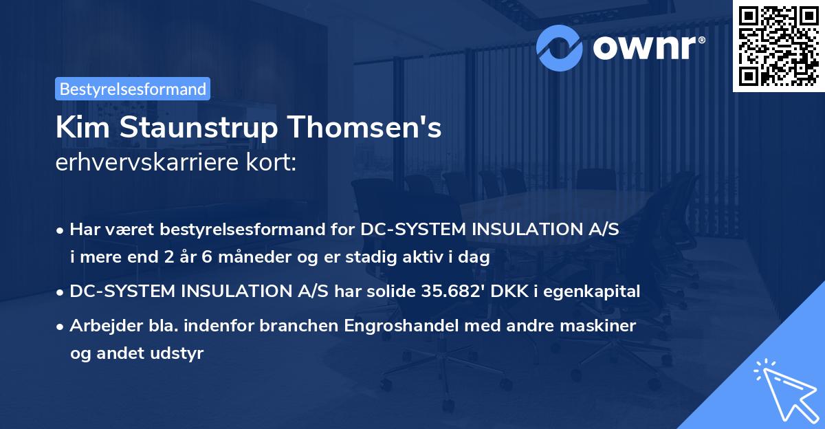 Kim Staunstrup Thomsen's erhvervskarriere kort