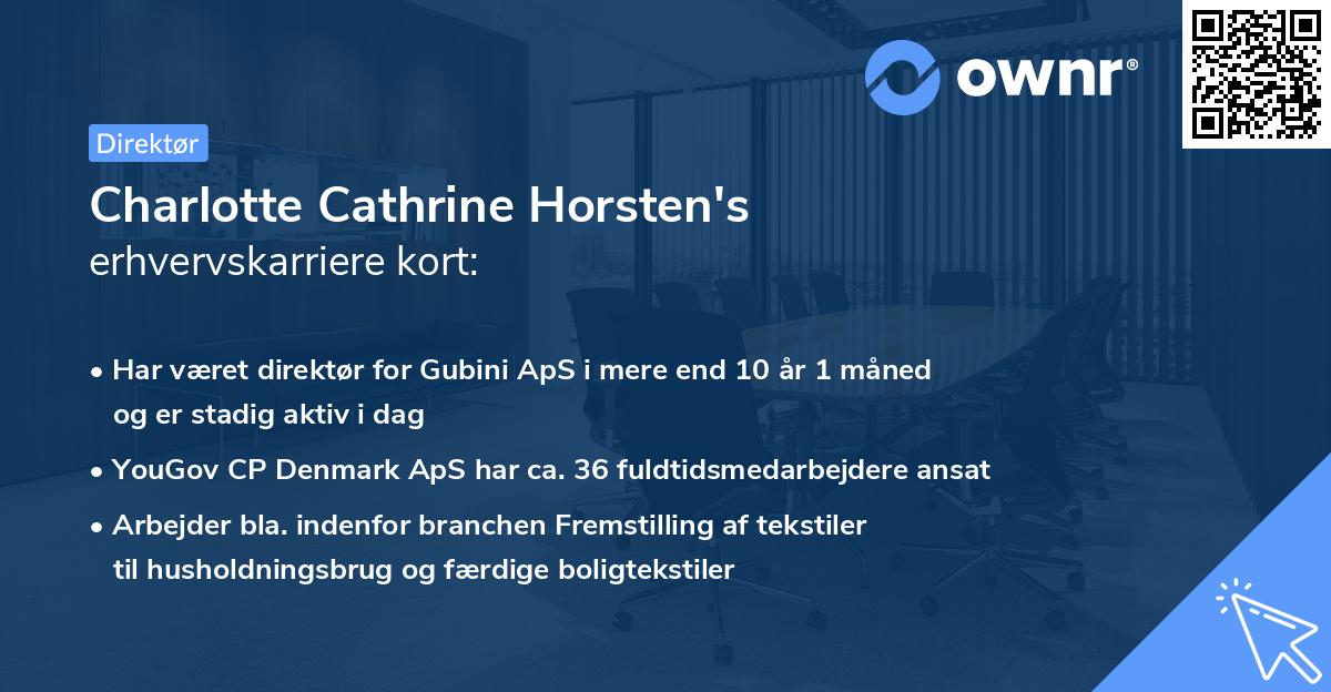 Charlotte Cathrine Horsten's erhvervskarriere kort